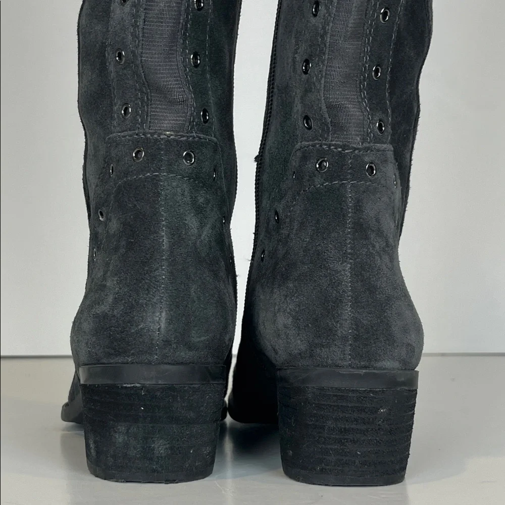 Vince Camuto Bestan‎ Gray Over-the-Knee Women's Boots Grommet Accents SZ 6.5